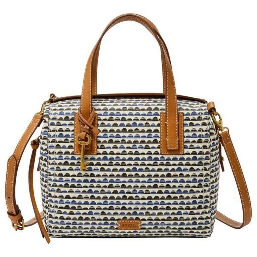 FOSSILL EMMA SATCHEL PVC BLUE PRINT